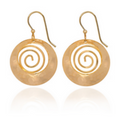 Silver Forest Gold Hammered Circle w/Coil Earrings