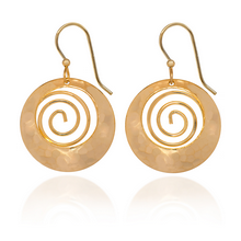 Silver Forest Gold Hammered Circle w/Coil Earrings