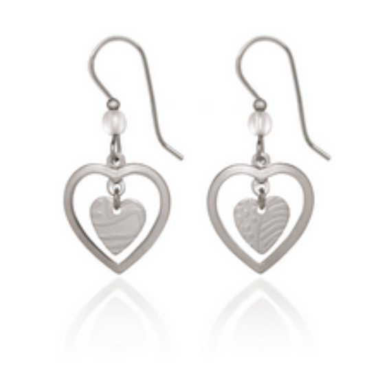 Silver Forest Silver Heart in Open Heart Earrings