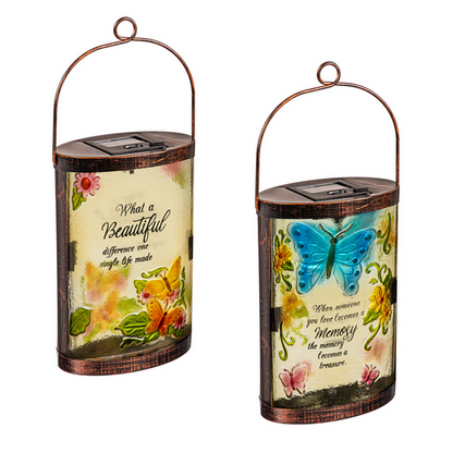 Memorial Butterfly Solar Metal Lantern