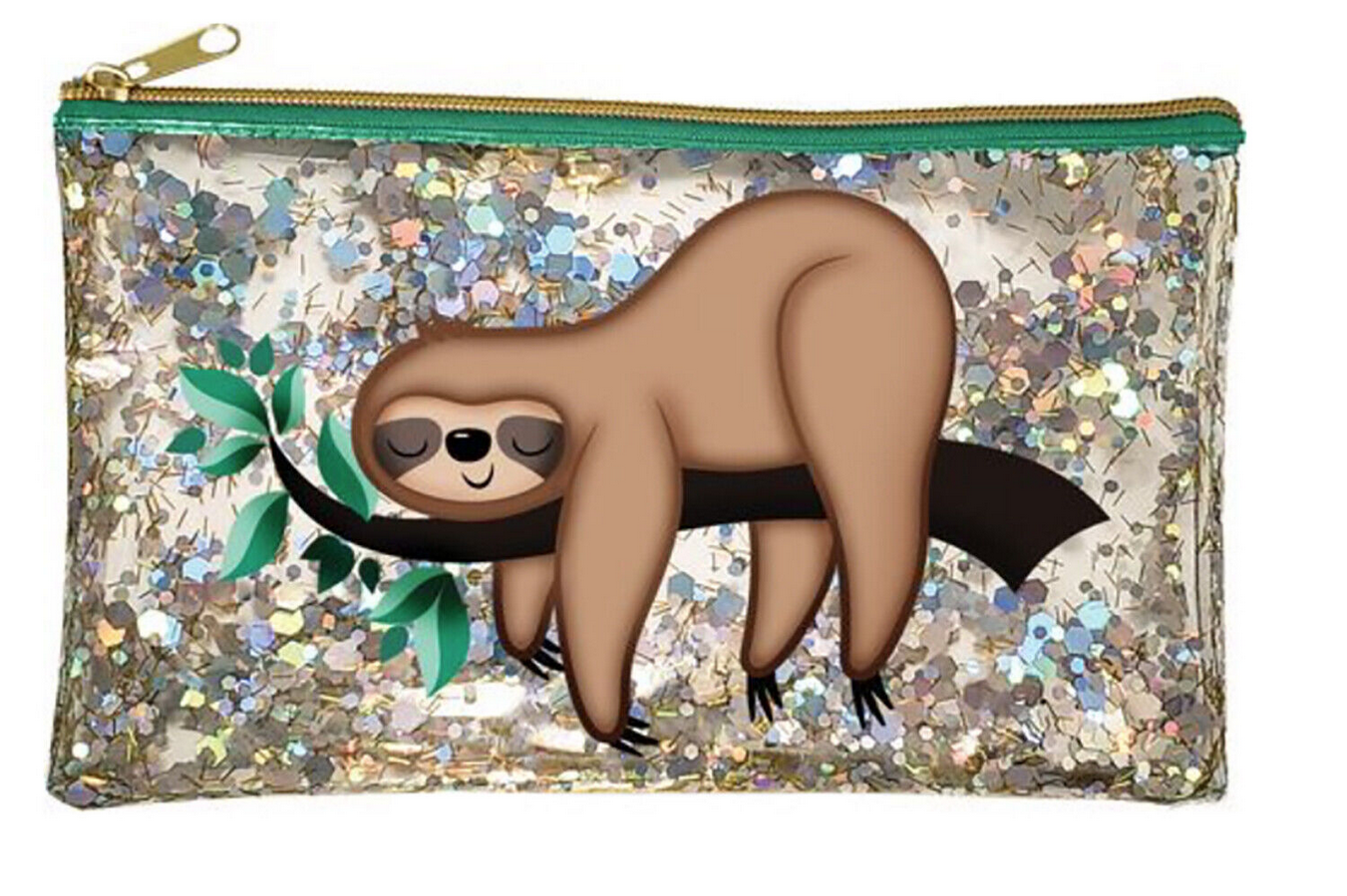 Sloth Glitter Cosmetic Bag