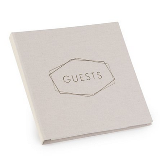 Guests Natural Tan Linen Guest Book