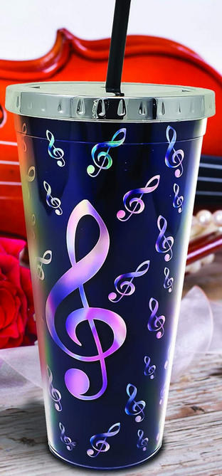 Music Foil Tumbler w/Straw