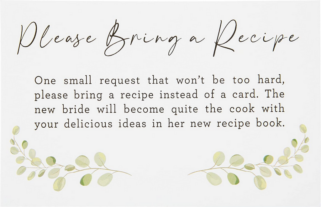 Wedding Shower Recipe Cards and Invite Enclosure Cards