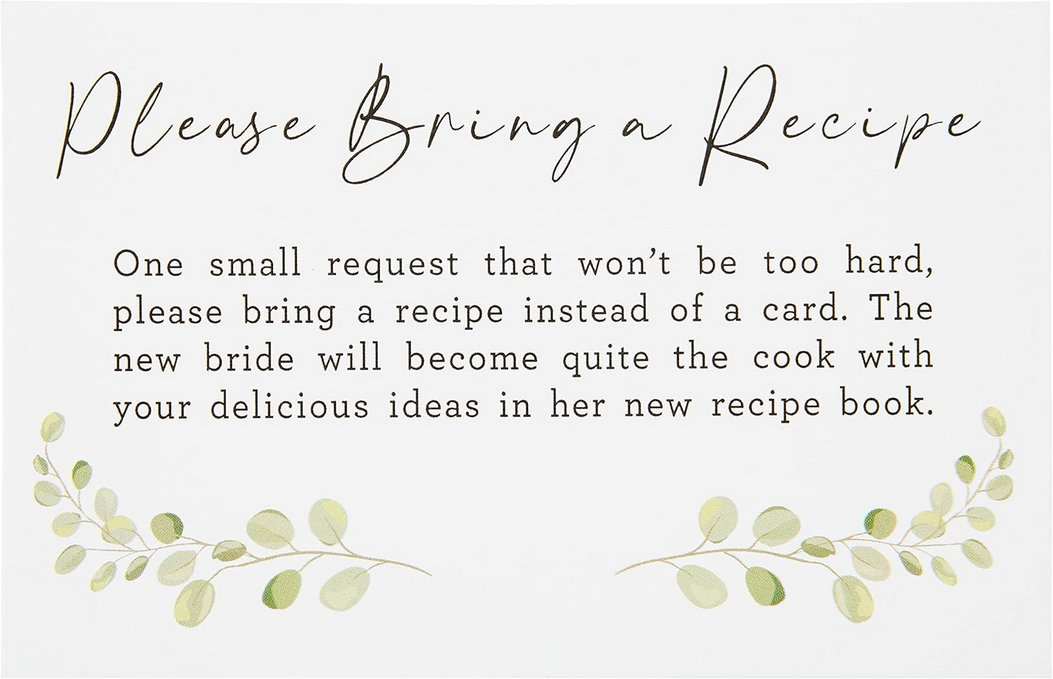 Wedding Shower Recipe Cards and Invite Enclosure Cards