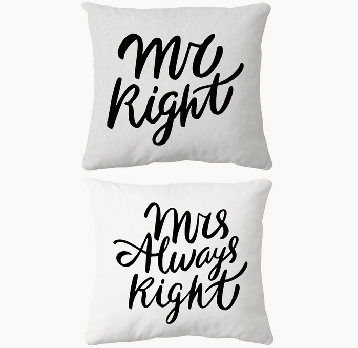 Mr Right Mrs Always Right Pillow Set