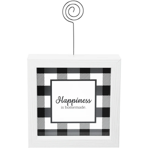 Happiness Is Homemade Framed Glass Plaque w/Photo Clip