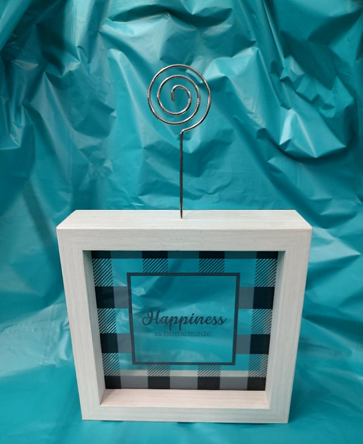 Happiness Is Homemade Framed Glass Plaque w/Photo Clip