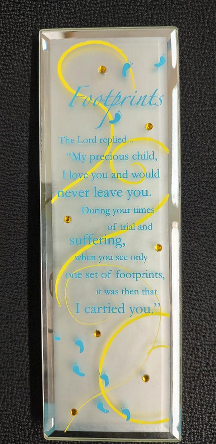 Footprints Glass Plaque