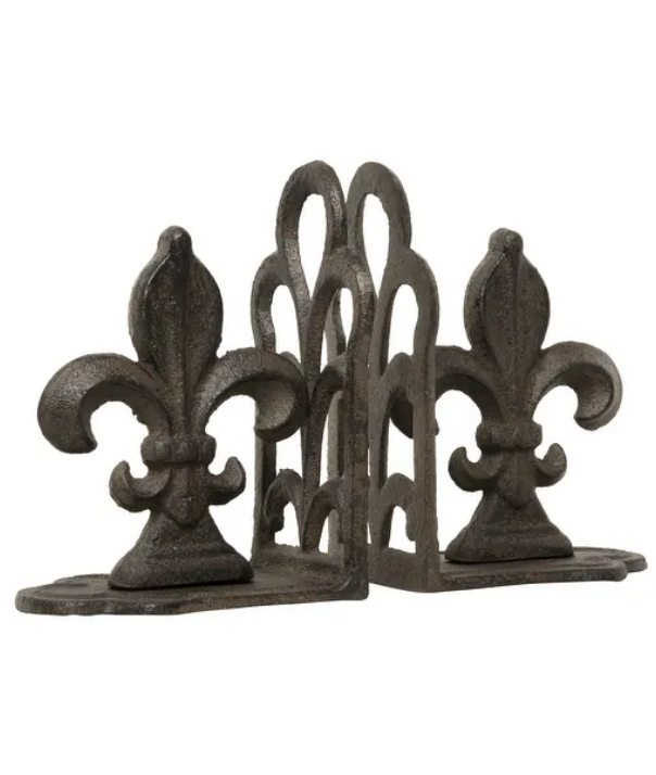 Cast Iron Fleur de Lis Book Ends