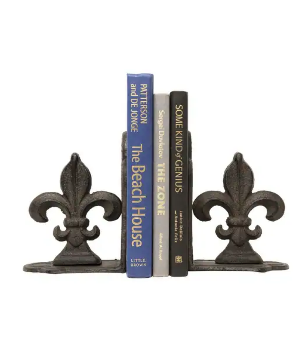Cast Iron Fleur de Lis Book Ends