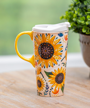 Sunflower Folk Ceramic Perfect Cup, 17oz, Gift Box