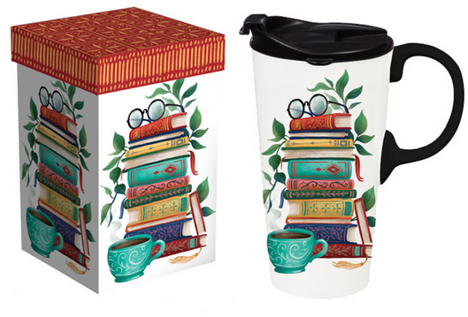 Books on Books Ceramic Perfect Travel Cup