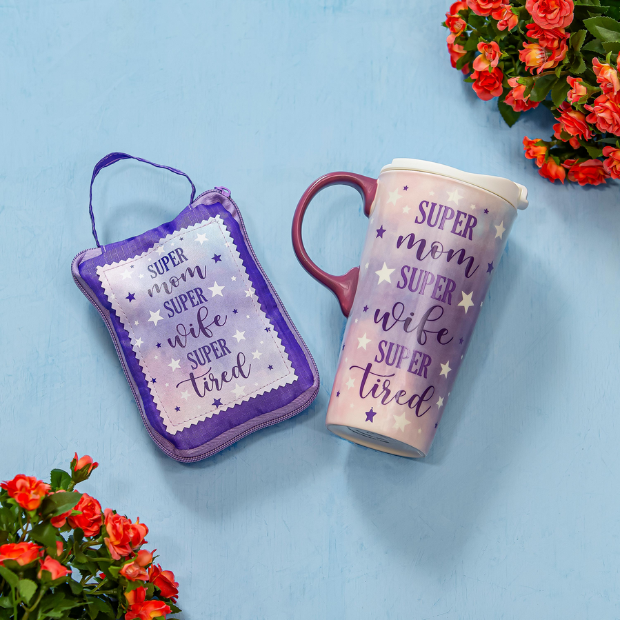 Super Mom Super Wife Super Tired Ceramic Perfect & Compact Tote Giftset