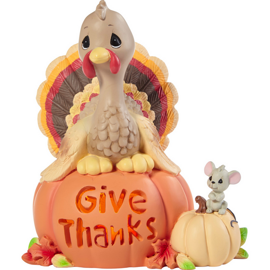 Give Thanks LED Precious Moments Turkey Figurine