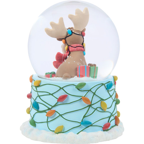 May Your Christmoose Be Merry And Bright! Precious Moments Musical Snow Globe
