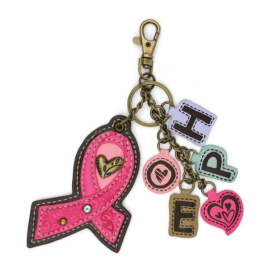 Pink Ribbon Hope Charming Charms Keychain