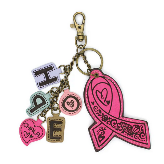 Pink Ribbon Hope Charming Charms Keychain