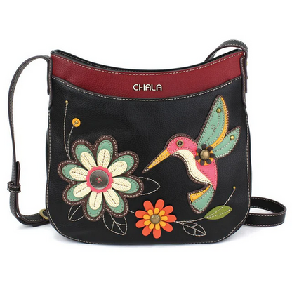 Hummingbird Black Crescent Crossbody Purse