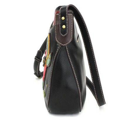 Hummingbird Black Crescent Crossbody Purse