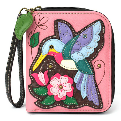 Hummingbird Pink Zip Around Wallet