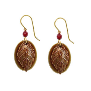 Earth Leaf On Oval Silver Forest Earrings