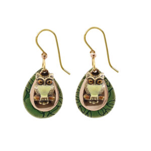 Owl Perched On Layers Silver Forest Earrings