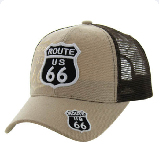 Route 66 Shadow Shield Trucker Mesh Khaki & Brown Hat