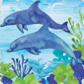Dolphin Duo Square Sandstone Single Coaster