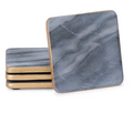 Gray Marble Square Coasters w/Gold Edge/ Set of 4