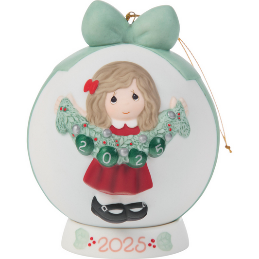 Deck The Halls 2025 Precious Moments Dated Ball Ornament/Girl