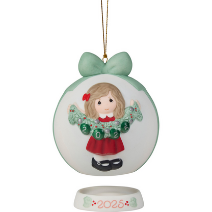 Deck The Halls 2025 Precious Moments Dated Ball Ornament/Girl