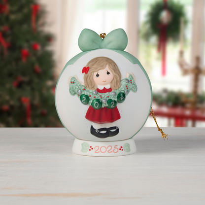 Deck The Halls 2025 Precious Moments Dated Ball Ornament/Girl