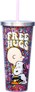 Free Hugs Charlie Brown/Snoopy 20 Oz. Glitter Tumbler