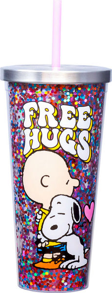Free Hugs Charlie Brown/Snoopy 20 Oz. Glitter Tumbler