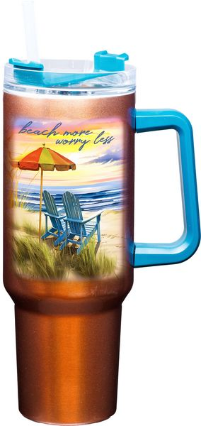 Beach More Worry Less 40 Oz. Stainless Steel Travel Mug