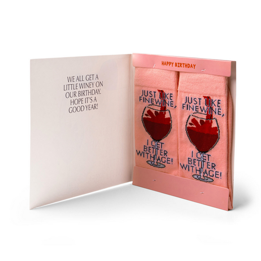 Just Like Fine Wine, You Get Better With Age! Gift Card Socks Set