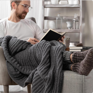 Gray Ribbed Giving Blanket
