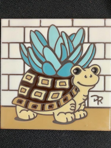 Turtle Planter Tile/Trivet