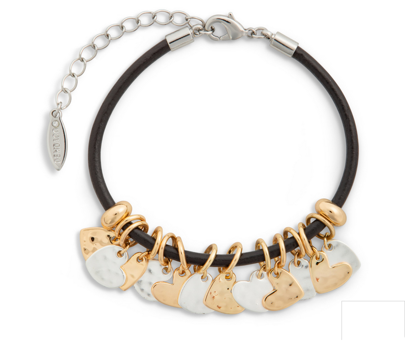 Heart Charm Bracelet/Black