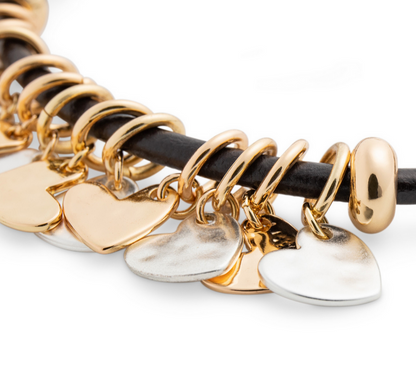 Heart Charm Bracelet/Black