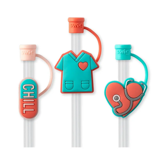 Scrub Life Straws & Straw Toppers Set