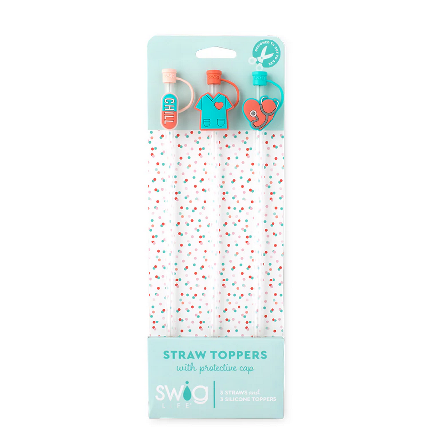 Scrub Life Straws & Straw Toppers Set