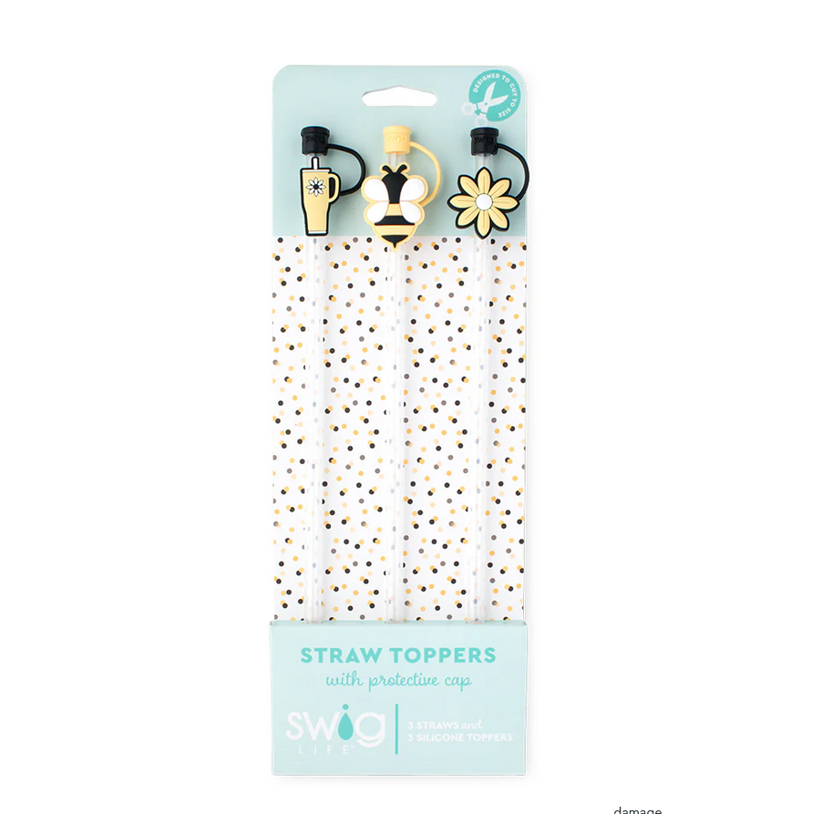 Busy Bee Straw Topper Set