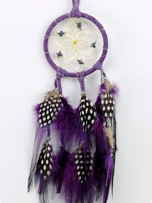 2.5" Purple Dream Catcher with Semi-Precious Stones