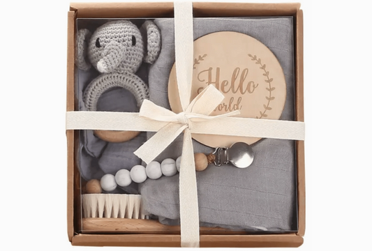 Welcome Baby Gift Box Charming 6-Piece Grey Set for Newborns