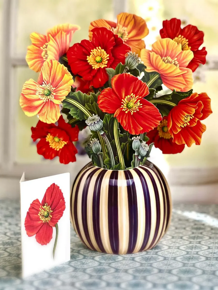 French Poppies FreshCut Paper - Pop Up Flower Bouquet