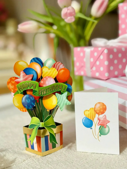 Mini Birthday Balloons FreshCut Paper - Pop Up Balloon Bouquet