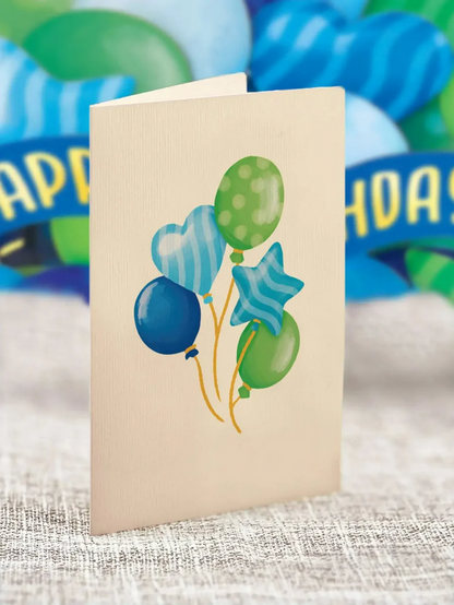 Mini Blue Birthday Balloons FreshCut Paper - Pop Up Balloon Bouquet