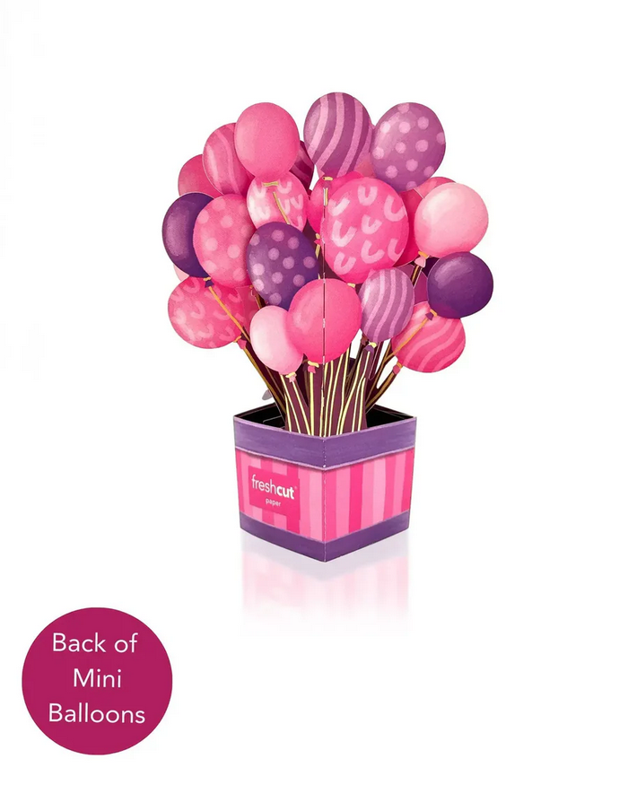 Mini Pink Birthday Balloons FreshCut Paper - Pop Up Balloon Bouquet